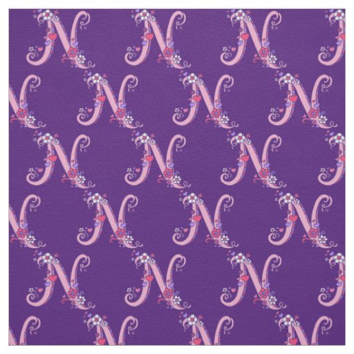 Letter N monogram decorative text custom fabric