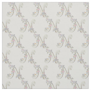 Letter N monogram decorative text custom fabric