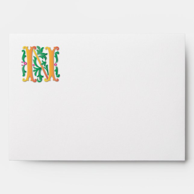 Letter N Monogram Fleur de lis Envelope (Front)
