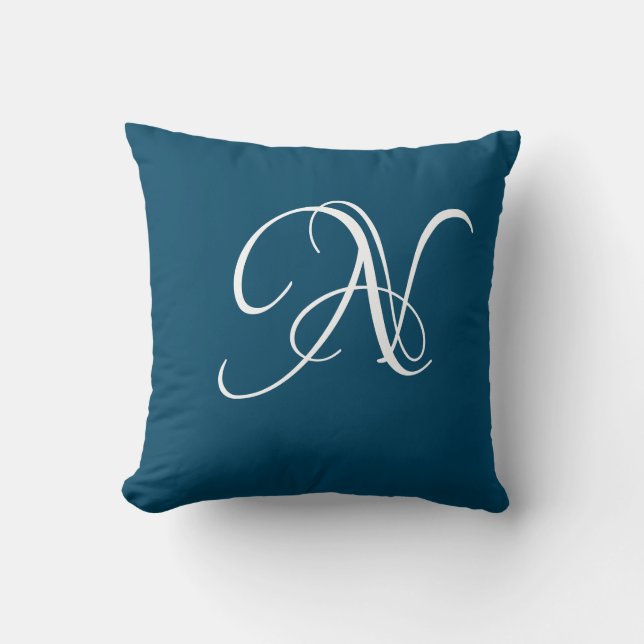 Letter N Monogram Initial Custom Throw Pillow (Front)