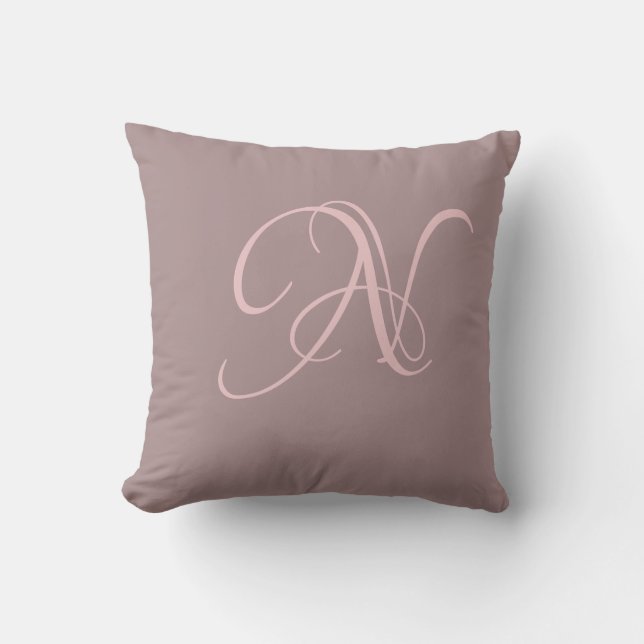 Letter N Monogram Initial Custom Throw Pillow (Front)