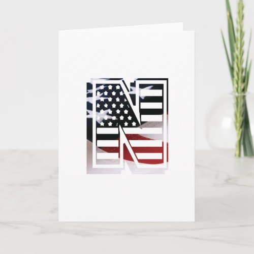 Letter N Monogram Initial USA Note Card