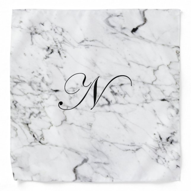 Letter N monogram Marble texture Bandana (Front)