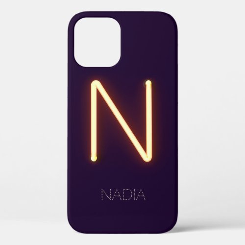 Letter N Neon Light Personalized iPhone Case