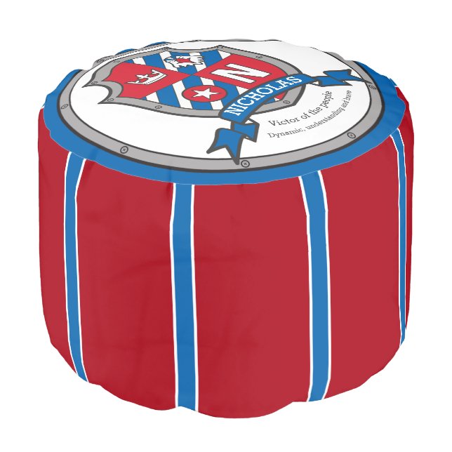 Letter N Nicholas name meaning blue bird crest Pouf (Angled Front)
