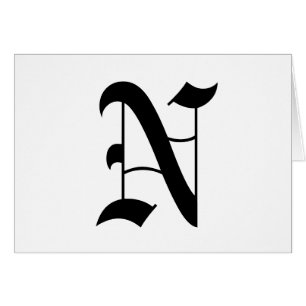 Letter N Old English Text on White Background Cards