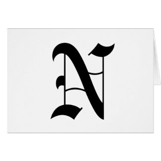 Letter N Old English Text on White Background Cards
