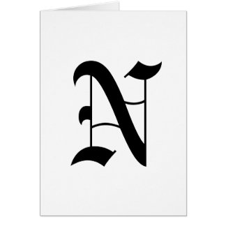 Letter N Old English Text on White Background Cards