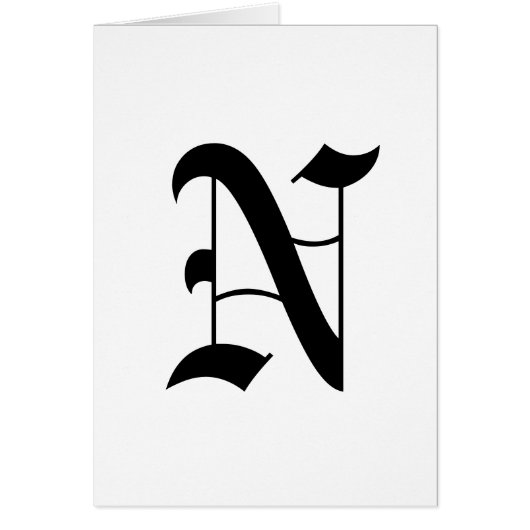 Letter N Old English Text on White Background Cards (Front)