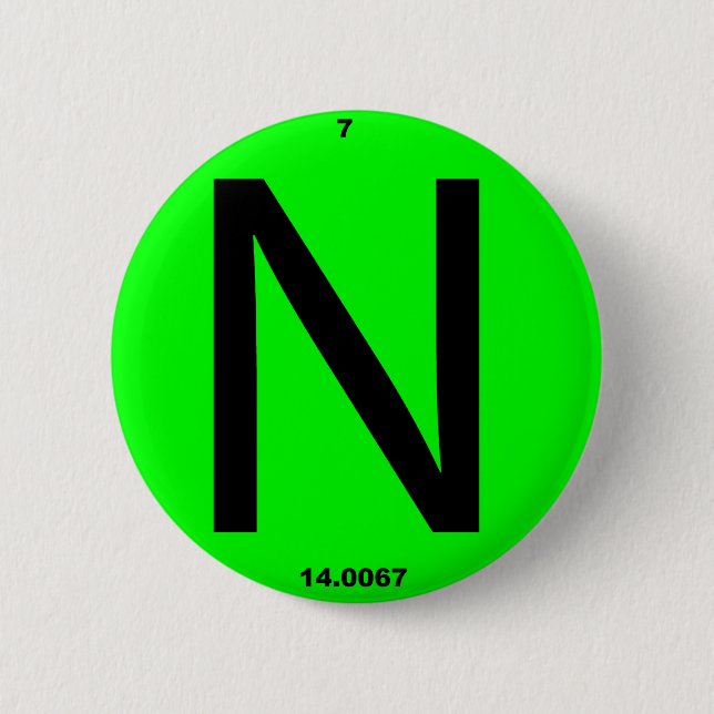 Letter N periodic table Pinback Button (Front)