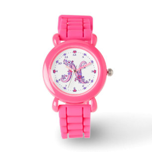 Letter N pink monogram personalized girls watch
