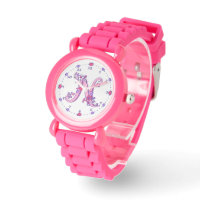 Pink girls fashion watch letter monogram