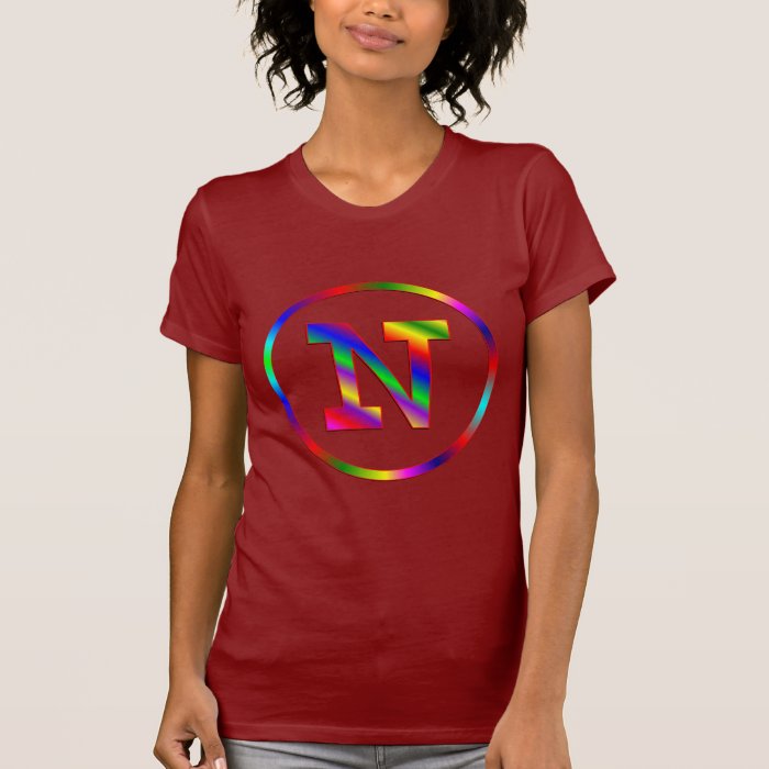 Letter N Rainbow Tee Shirts