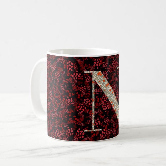 Letter N red and burgundy liberty Coffee Mug (Front Left)