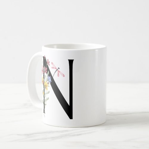 Letter N with flowers Coffee Mug