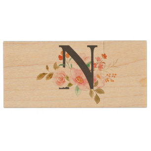 Letter N Wood Flash Drive