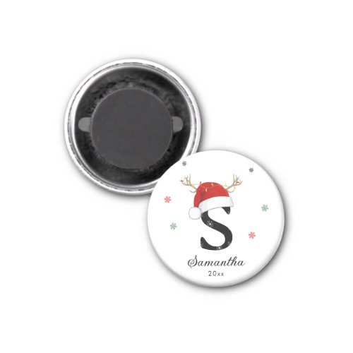 Letter Name Santa Hat  Monogram  Custom Initial Magnet