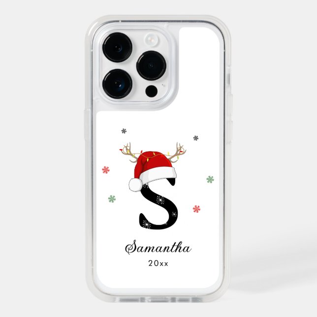 Letter Name Santa Hat | Monogram | Custom Initial Otterbox iPhone Case (Back)