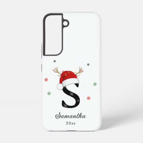 Letter Name Santa Hat  Monogram  Custom Initial Samsung Galaxy S22 Case