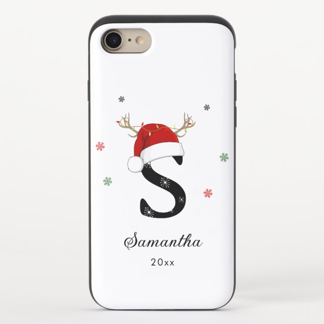 Letter Name Santa Hat | Monogram | Custom Initial Uncommon iPhone Case (Back)