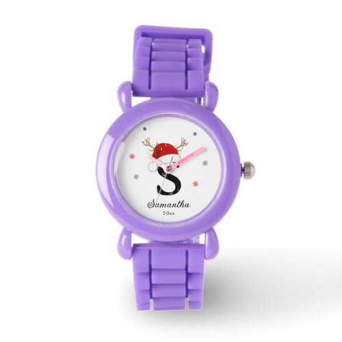 Letter Name Santa Hat  Monogram  Custom Initial Watch