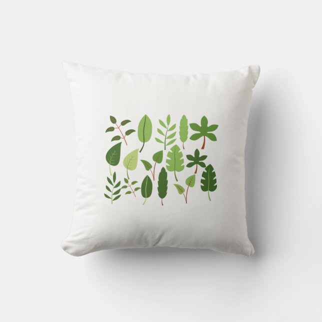 Letter Nature Green Design | Botanical Alphabet Throw Pillow (Front)