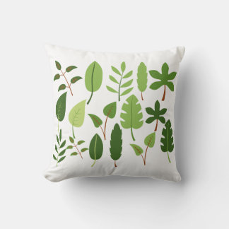 Letter Nature Green Design | Botanical Alphabet Throw Pillow