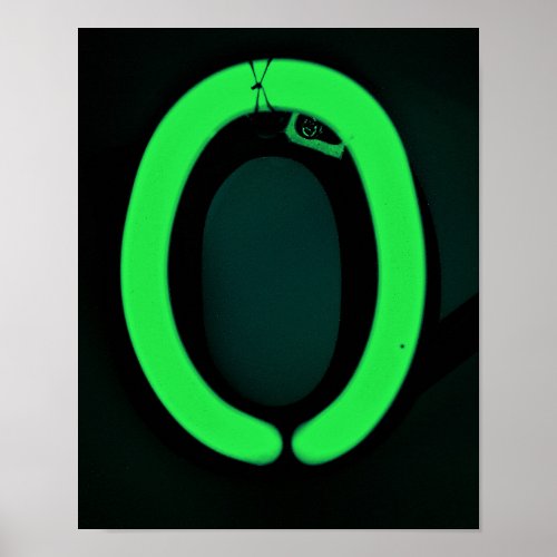 Letter O Alphabet Photography in Green Neon Poster