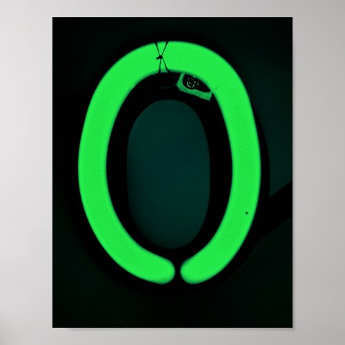 Letter O Alphabet Photography in Green Neon Poster