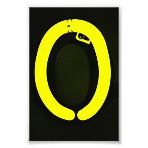 Letter O Alphabet Photography in Yellow Neon Photo Print