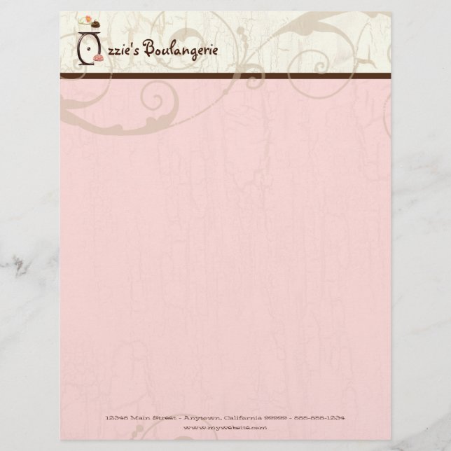 Letter O  Cupcake Business Letterhead (Front)