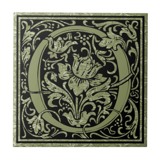 Letter O First Letter Monogram Ceramic Tile (Front)