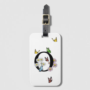 Letter O Floral Butterfly Monogram Initial Luggage Tag