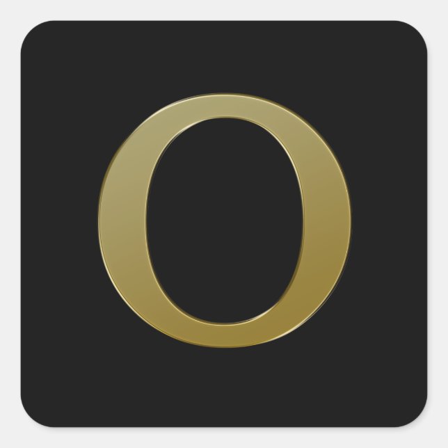 Letter O Gold Square Sticker (Front)
