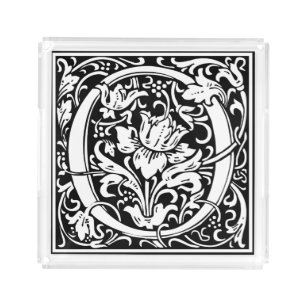 Letter O Medieval Monogram Art Nouveau Acrylic Tray