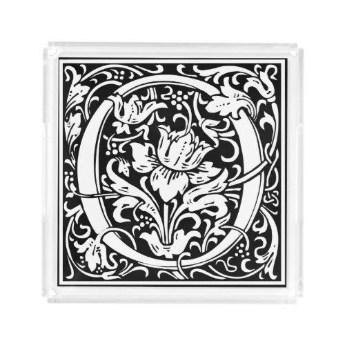 Letter O Medieval Monogram Art Nouveau Acrylic Tray