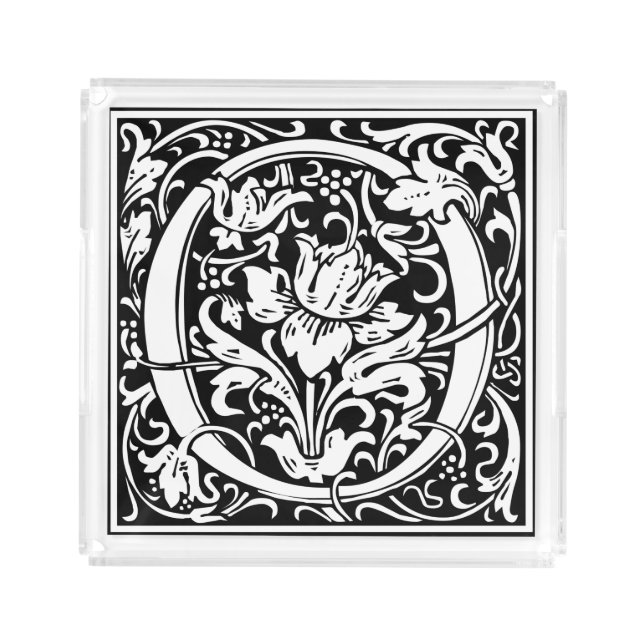 Letter O Medieval Monogram Art Nouveau Acrylic Tray (Front)