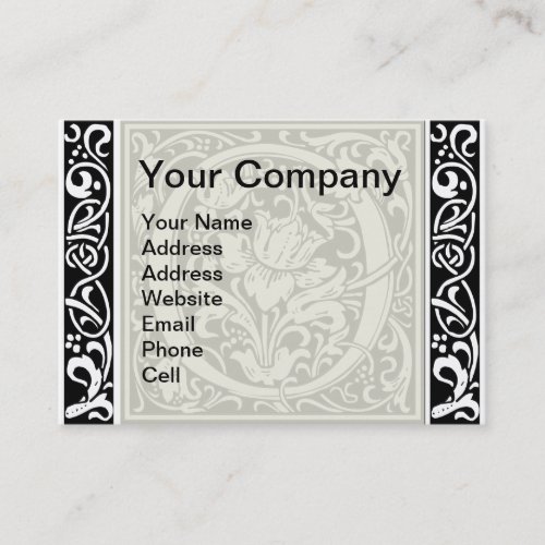 Letter O Medieval Monogram Art Nouveau Business Card