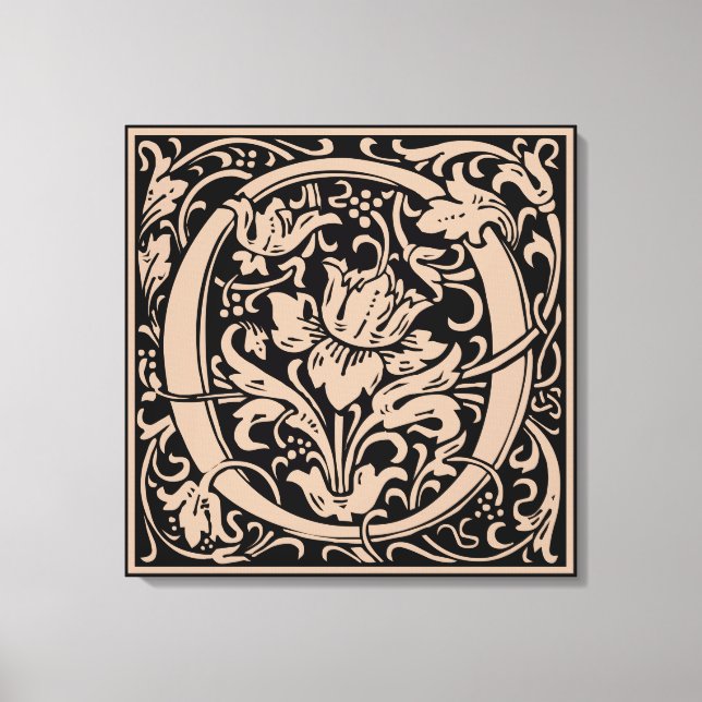 Letter O Medieval Monogram Art Nouveau Canvas Print (Front)