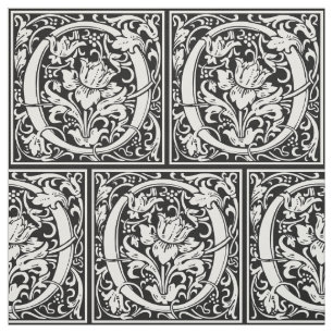 Letter O Medieval Monogram Art Nouveau Fabric