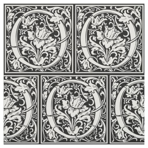 Letter O Medieval Monogram Art Nouveau Fabric