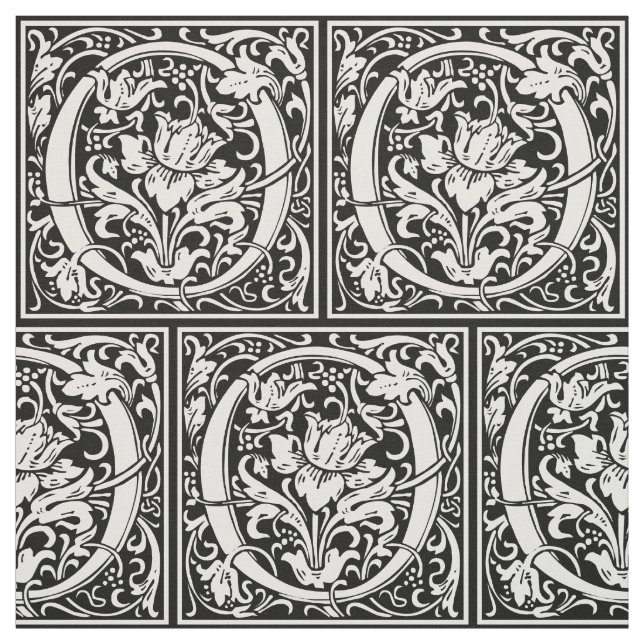 Letter O Medieval Monogram Art Nouveau Fabric (Swatch)