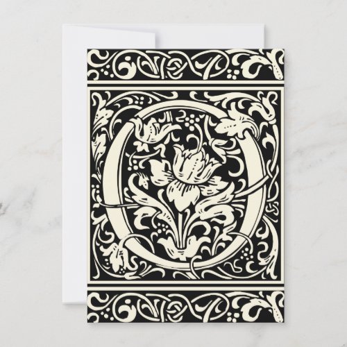 Letter O Medieval Monogram Art Nouveau Invitation