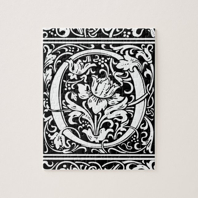 Letter O Medieval Monogram Art Nouveau Jigsaw Puzzle (Vertical)