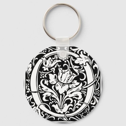 Letter O Medieval Monogram Art Nouveau Keychain