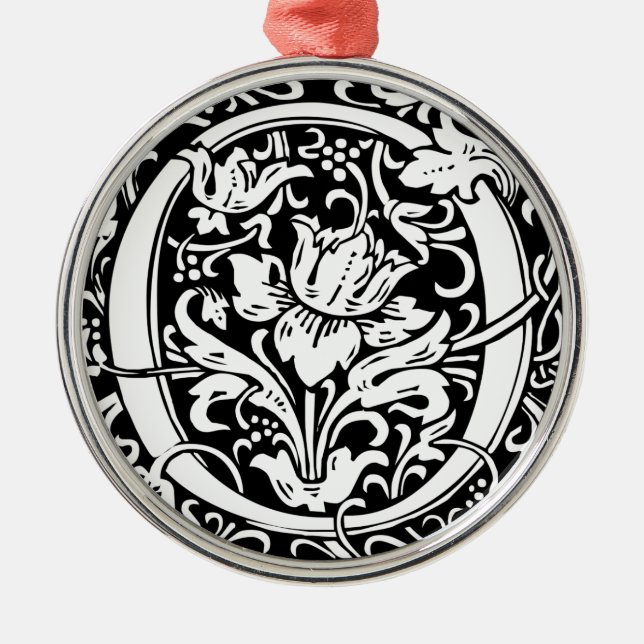 Letter O Medieval Monogram Art Nouveau Metal Ornament (Front)