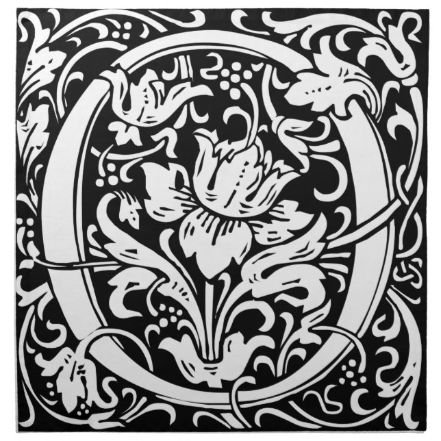 Letter O Medieval Monogram Art Nouveau Napkin (Front)