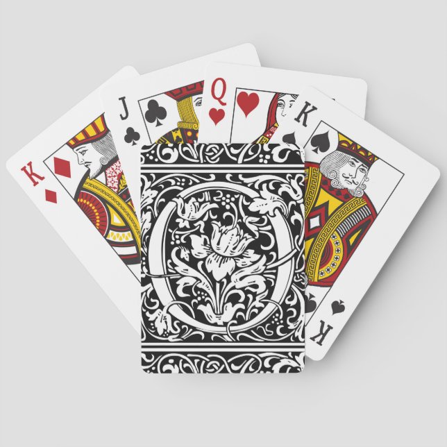 Letter O Medieval Monogram Art Nouveau Poker Cards (Back)