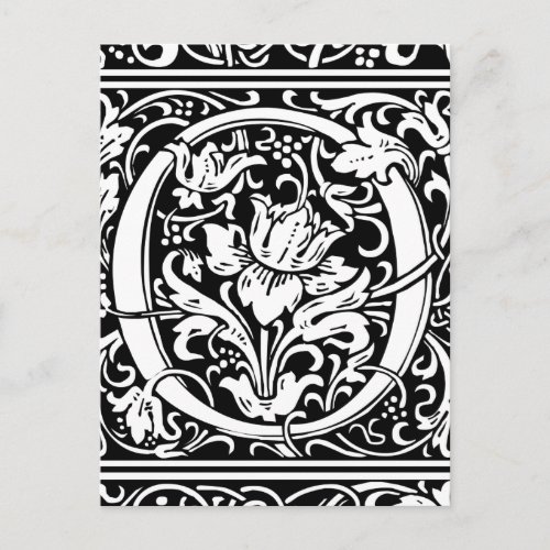 Letter O Medieval Monogram Art Nouveau Postcard