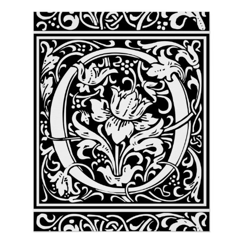 Letter O Medieval Monogram Art Nouveau Poster